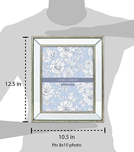 Laura Ashley 8x10 Silver Beveled Mirror Picture Frame Tabletop & Wall Mount - color: Silver, size: 8x10