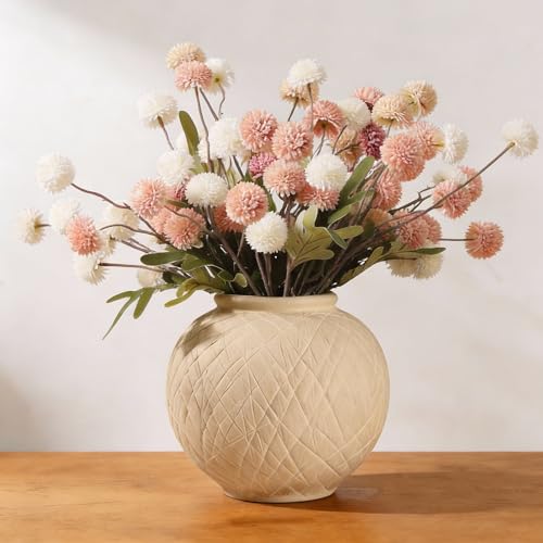 Rustic Ceramic Vintage Farmhouse Vase for Decor (Small Carved Beige) - style: 03 - Small Carved Beige