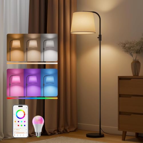 Smart RGB Arc Floor Lamp, 65", App Control, Compatible with Alexa - color: Black, size: 65"(App Control)