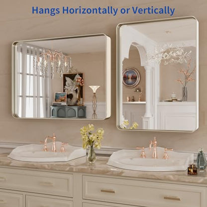 WEER Bathroom Vanity Mirror Brushed Nickel 22X30 Inch - color: Brushed Nickel, size: 22"L x 30"W