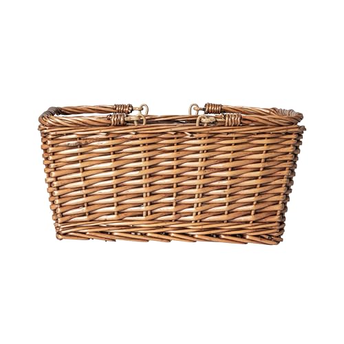 Household Essentials Woven Market Basket, Handwoven Willow Weave, Stylish Handles with Durable Metal Anchors, Classic and Versatile, Attractive, Spacious, Lightweight, Brown Stain - color: Stained Brown
