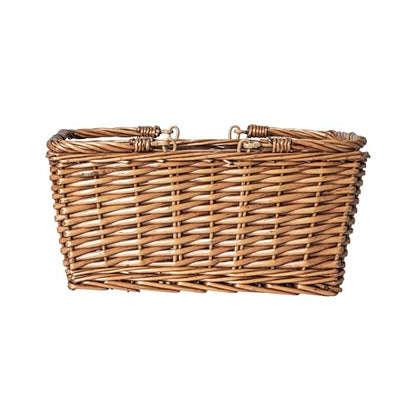 Household Essentials Woven Market Basket, Handwoven Willow Weave, Stylish Handles with Durable Metal Anchors, Classic and Versatile, Attractive, Spacious, Lightweight, Brown Stain - color: Stained Brown
