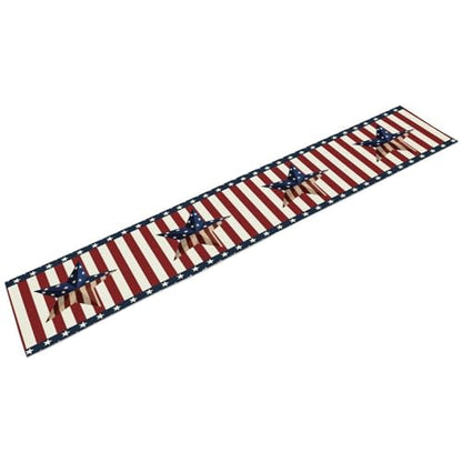 4th of July Table Runner, Patriotic Independence Day American Stars Stripes Flag Print Table Runner for Farmhouse Kitchen Dining Holiday Birthday Party, 13x36inch - color: 4th of July-4, size: W13"x L36"