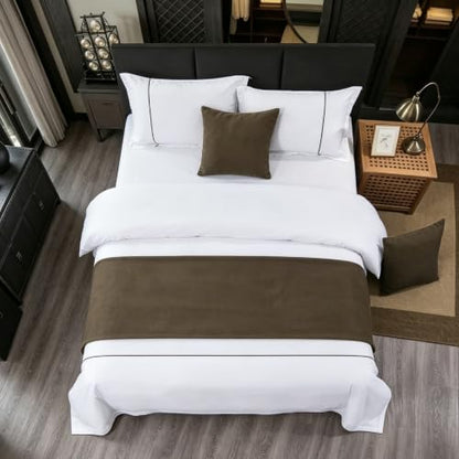 Taupe Double Layer Reversible Bed Runner for Bedroom - 102 x 18 In,1 Piece - color: Brown, size: 102'' x 18'' (1 Piece)