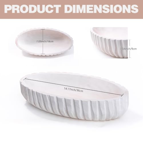 Handcrafted Rustic Oval Wood Decorative Bowl, Ridged Edge