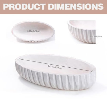 Handcrafted Rustic Oval Wood Decorative Bowl, Ridged Edge