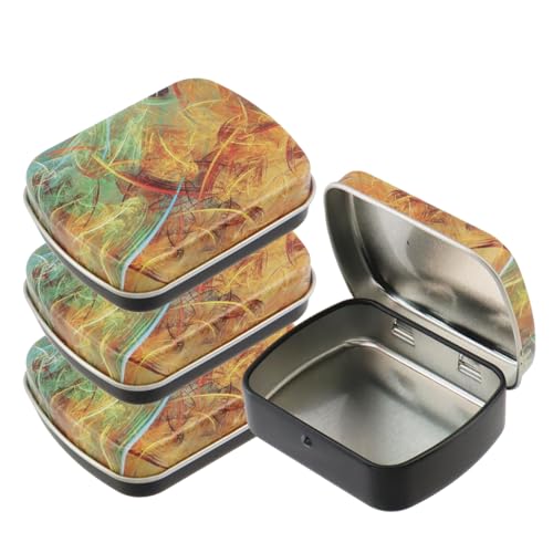 4pcs Saturn Pattern Empty Hinged Tin Box Metal Storage Box - color: Saturn