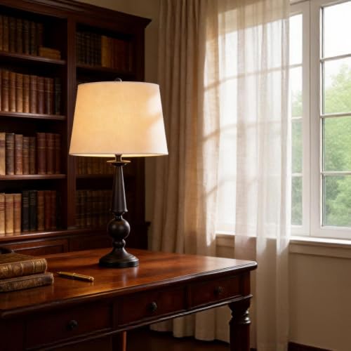 Traditional Table Lamp Rustic Farmhouse Table Lamps for Living Room Bedroom - color: Black