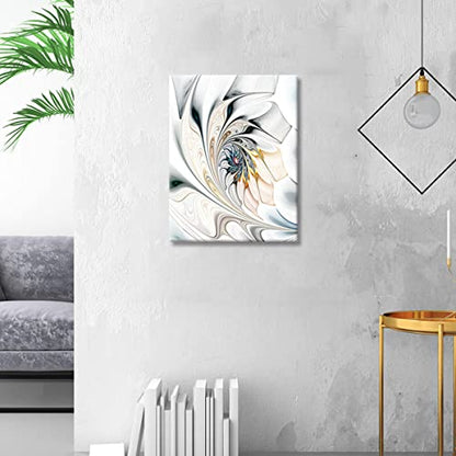 Bathroom Decor Wall Art - Modern Abstract Canvas Art Wall Decor Silver Decorations Abstract Artwork Wrapped 12x16inch - size: 16"L x 12"W
