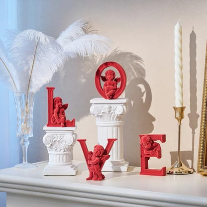4 Sets Cupid Statue with Soft Velvet Finish Wedding Gifts, Red - color: Cupid-red