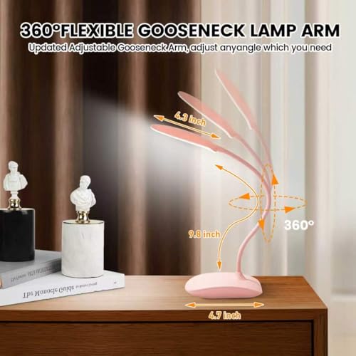 Portable Battery Powered Desk Lamp Small Rechargeable LED Table Light - color: Pink(2PACK)