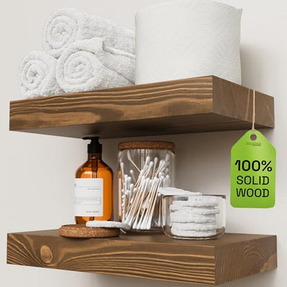 Solid Wood Floating Shelves for Wall 12 Inch Walnut, Small Wooden Shelf - color: Walnut, size: 12 Inch