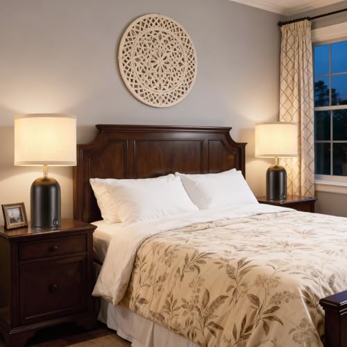 GyroVu Touch Control Table Lamps Set of 2, Black Bedside Lamps for Bedroom - color: Gold & Black