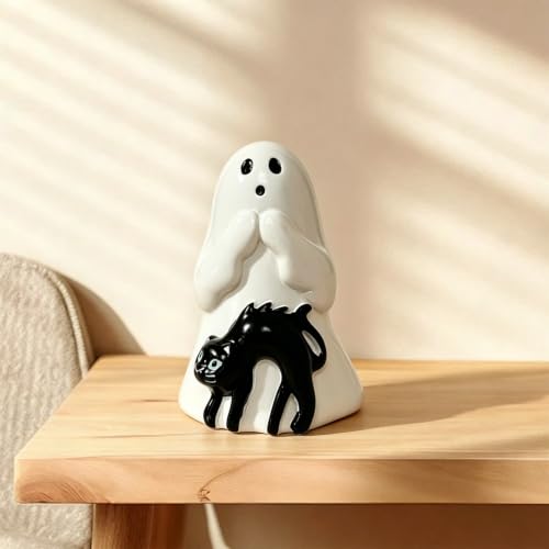 Halloween Ghost Figurine Cute Cat Spooky Resin Statue 1 PCS - color: Styl 21