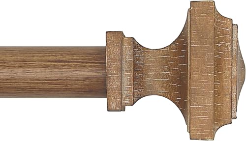 1 Pack Boho Rustic Adjustable Wood Curtain Rod 32-116 Inch, Wood - color: Wood Grain, size: 32'' - 120'' (1 Pack)