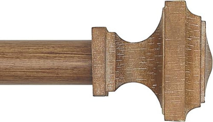 1 Pack Boho Rustic Adjustable Wood Curtain Rod 32-116 Inch, Wood - color: Wood Grain, size: 32'' - 120'' (1 Pack)