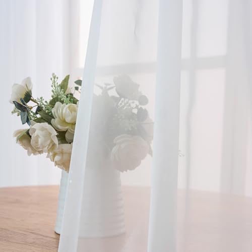 Pinch Pleated Sheer Curtains 84 Inch 2 Panels for Living Room Bedroom - color: Pure White, size: 52"W x 84"L (Pack of 2)