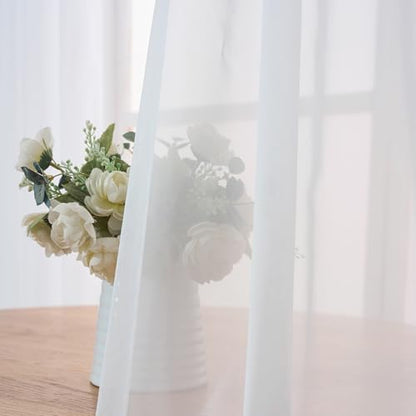 Pinch Pleated Sheer Curtains 84 Inch 2 Panels for Living Room Bedroom - color: Pure White, size: 52"W x 84"L (Pack of 2)