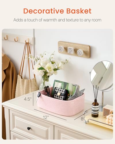 KALLAX Small Woven Storage Basket for Organizing, 12 x 8 x 4.5 inch, 3 Pack - color: Light Pink, size: 12"L x 8"W x 4.5"H