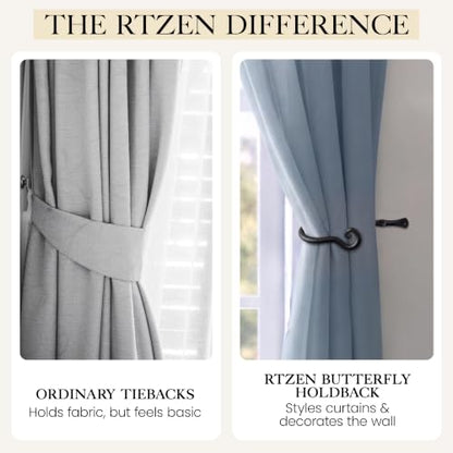 RTZEN Metal Curtain Tiebacks, Drapery Holders for Wall, 2 Pcs - size: Medium, style: Classic