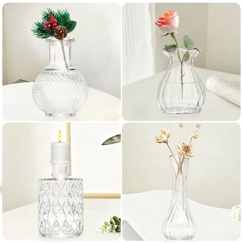 KJHL 8 Pcs Small Glass Bud Vases, Mini Flower Vases for Wedding Centerpiece - size: 8 Pcs