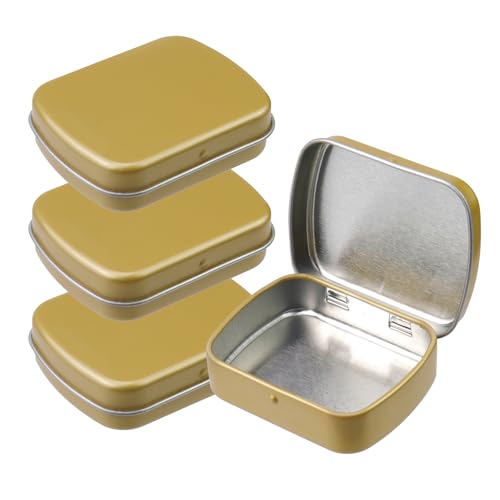 4pcs Mini Tin Can Metal Tin Box Containers, Dark Gold - color: Dark Gold