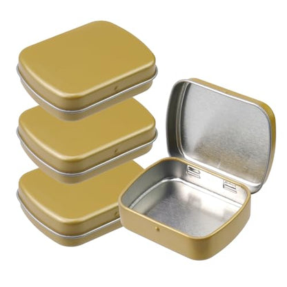 4pcs Mini Tin Can Metal Tin Box Containers, Dark Gold - color: Dark Gold
