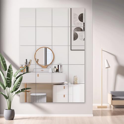 TRAHOME Home Gym Mirror Tiles for Wall, 14"x12"x4PCS Full Length Mirror - size: 14"x12" (4 PCS)