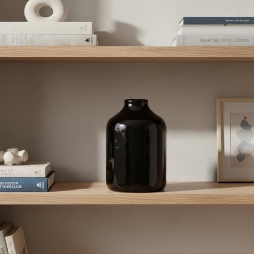 Sunddo Black Ceramic Vase, 7 Inch - color: Black, size: 7 inch