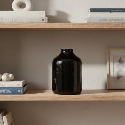 Sunddo Black Ceramic Vase, 7 Inch - color: Black, size: 7 inch