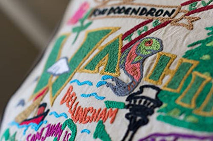 Catstudio Washington Hand Embroidered Pillow, Decorative Throw Pillow - color: Washington
