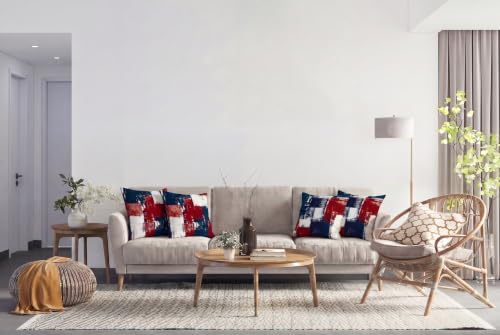 Throw Pillow Covers, Red White Blue Abstract, 18x18 - color: Red White and Blue, size: 18" x 18" (Pack of 4)