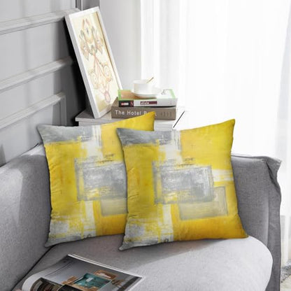 Britimes Throw Pillow Covers Set of 2, 16 x 16 Inch, Yellow Grey - color: Yellow Grey, size: 16" x 16" (Pack of 2)