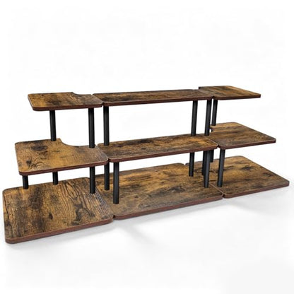 Retail Display Risers, 3 Tier Wooden Cupcake Stand Rustic Tiered Tray Stand