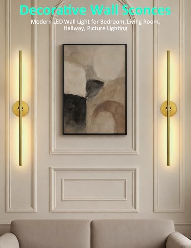 Wall Sconces Battery Operated Set of 2, 10000mAh Rechargeable Wall Lights - color: Gold