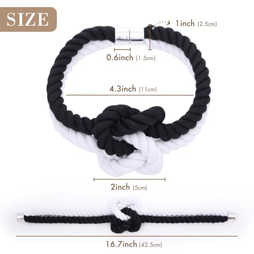 NICEEC Cotton Rope Magnetic Curtain Tiebacks, 2 Pack, Black & White - color: Black & White, size: 2 Pack