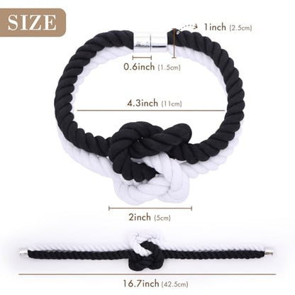 NICEEC Cotton Rope Magnetic Curtain Tiebacks, 4 Pack, Black & White - color: Black & White, size: 4 Pack