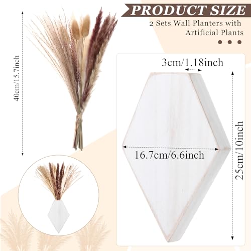 2 Pcs Wooden Wall Planters, White Distressed, Regular Style - color: White Distressed, style: Regular Style