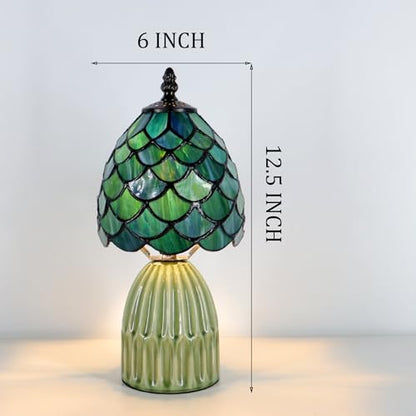 Tiffany Stained Glass Mushroom Table Lamp 12.5 Inch -Blue Fish Scale - color: Sea Blue Fish scale