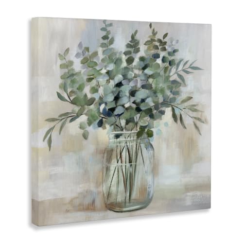 Soothing Eucalyptus Herb, 24 x 24 Inch Canvas Wall Art - color: Eucalyptus Mason Jar, size: 24"L x 24"W