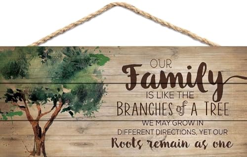 Our Family Like Branches on a Tree 5inch x10inch Wood Plank Design Hanging Sign Home Decor Art(BW711)