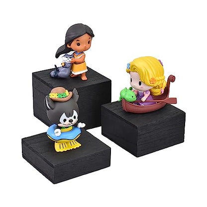 MOOCA Wooden Display Risers Set - 3 Different Height Stands, Black - color: Black