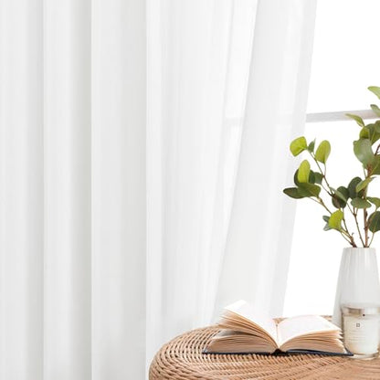 WEST LAKE Bright White French Pleat Sheer Curtains 90 Inches Length - color: Bright White, size: 58"W x 90"L (Pack of 2)