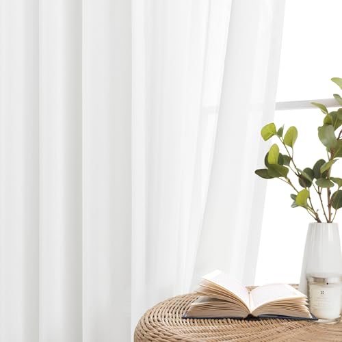 WEST LAKE 102 Inches Long Bright White French Pleated Sheer Curtains - color: Bright White, size: 58"W x 102"L (Pack of 2)