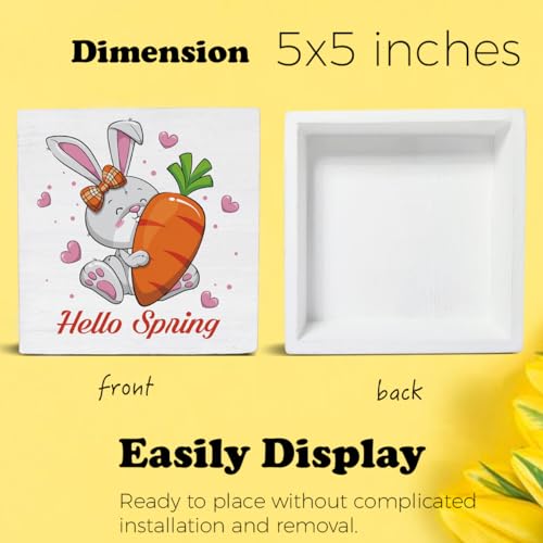 Spring Decor Hello Spring Bunny Wooden Sign, Farmhouse Spring Desk - color: a-5