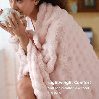 Bedsure Cloud Bubble Fleece Twin Blanket for Bed, Light Pink, 60"×80" - color: 02 Light Pink, size: Twin (60" X 80")