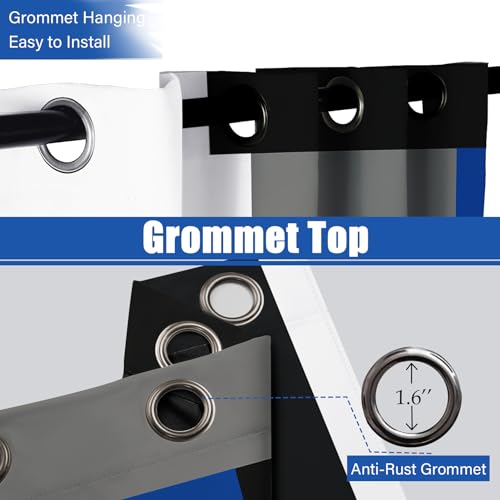 Tyrot Blue Gray Black Blackout Curtains for Bedroom Living Room 72 inch - color: Blue, size: 42"W x 72"L (Pack of 2)