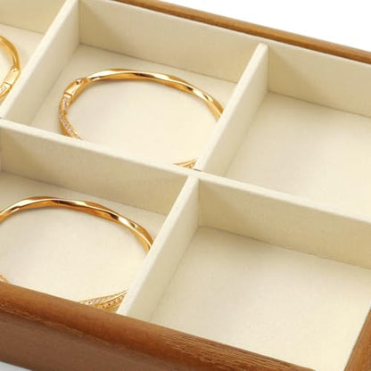 Oirlv Wood 6-Compartment Jewelry Tray - color: Cream, size: 6 grid