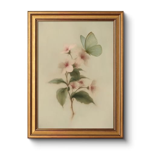 Vintage Botanical Print Soft Pastel Tones Framed Wall Art,Gold Frame 12x16 - color: Hazy, size: 16"L x 12"W