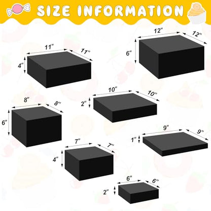Leinuosen 7 Pcs Large Acrylic Buffet Risers, 6-12" Square, Black - color: Black, size: 6" to 12", style: Square